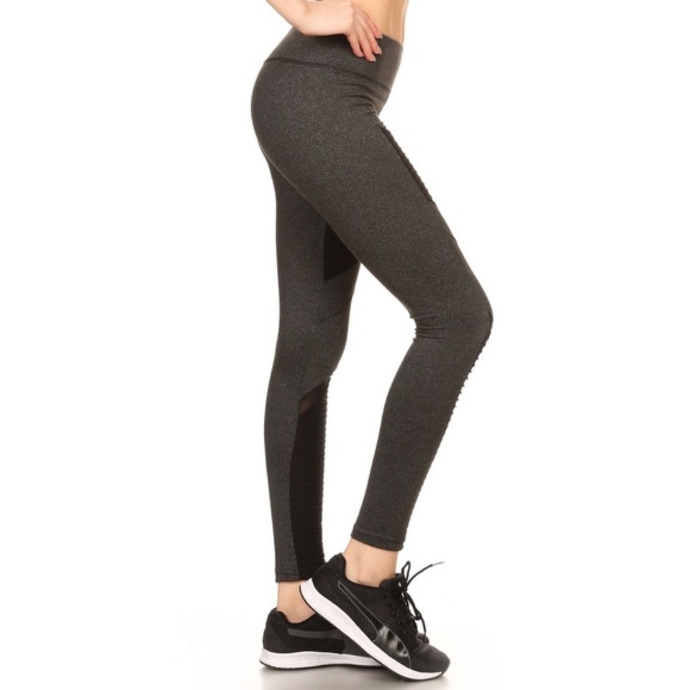Athleisure Moto Comfy Style Leggings Grey & Black - Picture 3 of 7